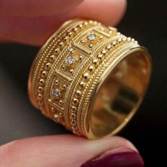 Gold Textured Band Ring A1105 - Picture 1 of 3